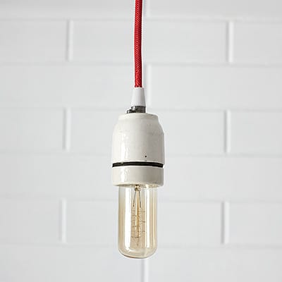 Lampa Wisząca Loft White Porcelain & Red Cable #076
