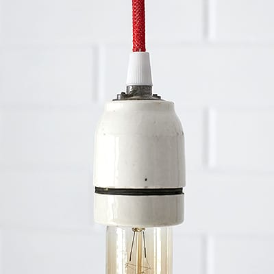 Lampa Wisząca Loft White Porcelain & Red Cable #076 - obrazek 2