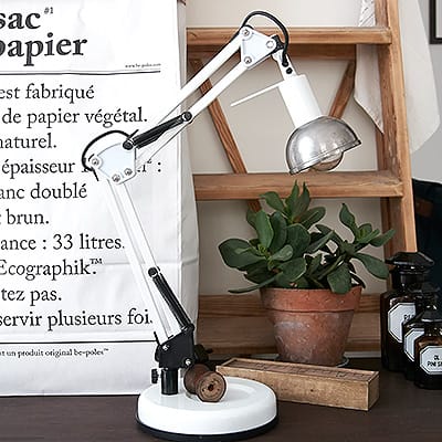 Lampa Stołowa Industrialna Factory White Vol3 #394