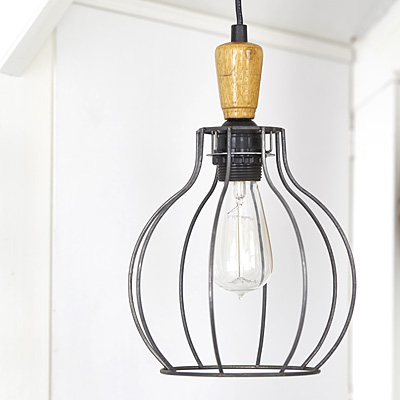 Lampa Industrialna Garage Loft Steel Cage Wood #645